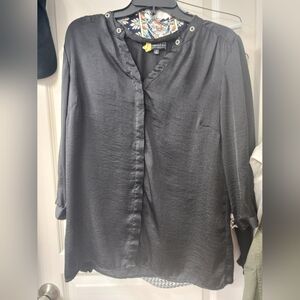 Black Blouse with Grommet Accents